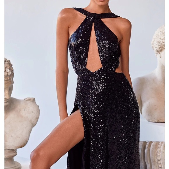 Alamour The Label Black Sequin Maxi Dress - Picture 3 of 7